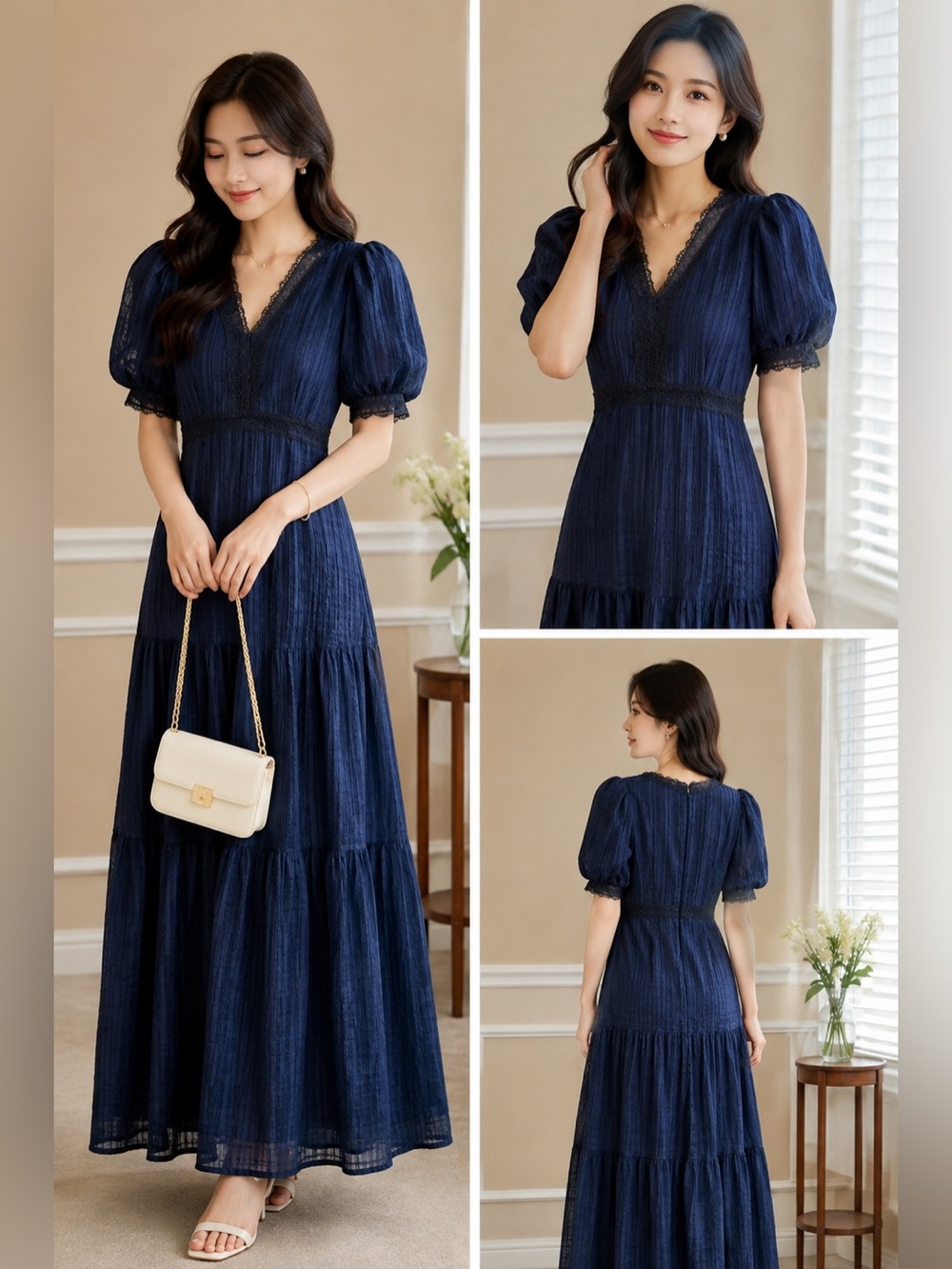 NWT Belle Badgley Mischka Willow Lace Maxi Dress